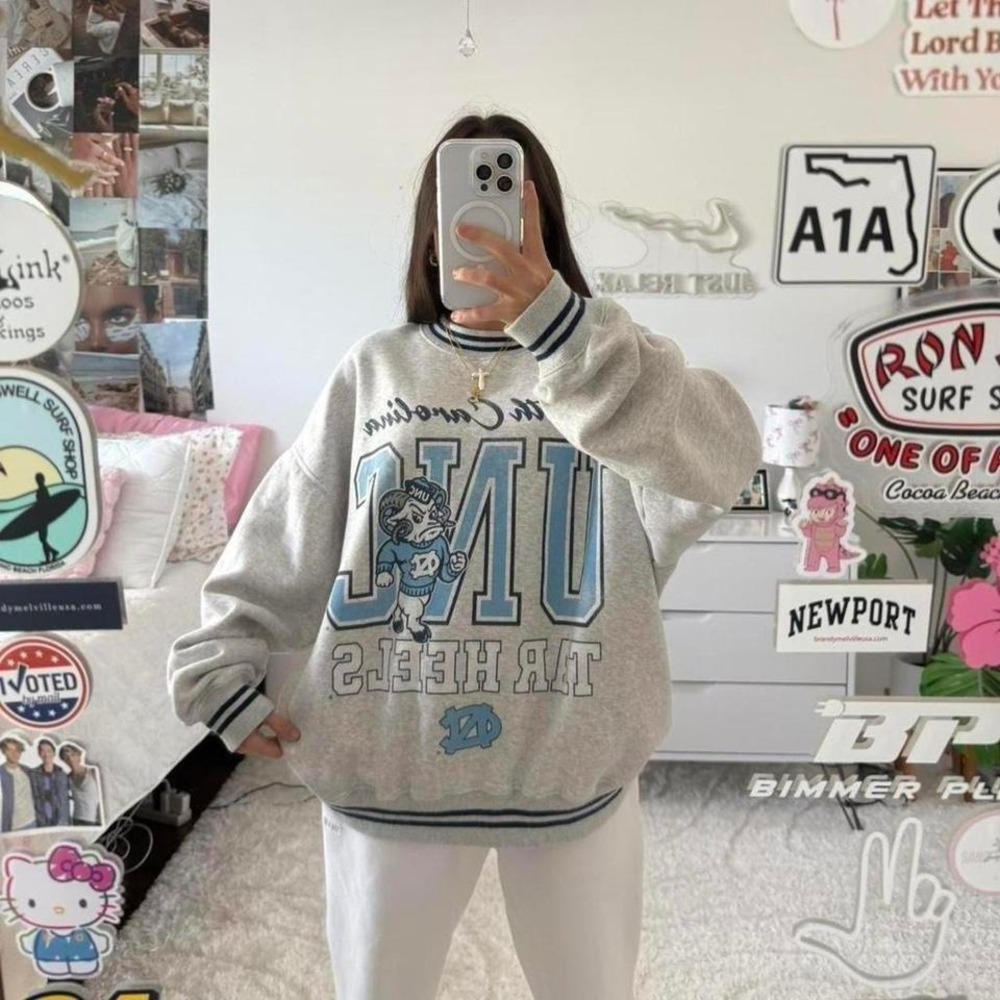 grey Abercrombie & Fitch North Carolina Tar Heels college crewneck sweatshirt